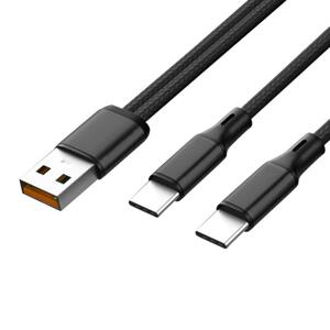 Mobilnet USB na 2x Type-C (QC 5A+2A) BK