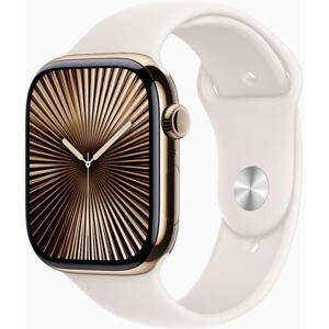 Apple Watch Series 10 Cellular 46mm Gold Titanium Starlight Sport Band S/M