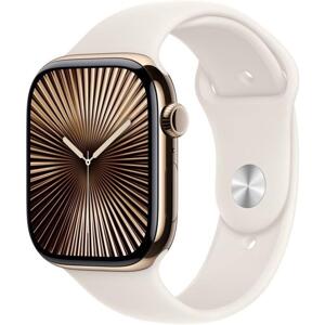 Apple Watch Series 10 Cellular 42mm Gold Titanium Starlight Sport Band S/M