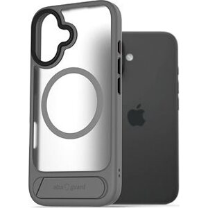 AlzaGuard Matte Case with Stand Compatible with MagSafe for iPhone 16 sivý