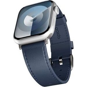 Epico Watch Strap Leather for Apple Watch SE/Series 1-9 (42/44/45 mm)/10 (46 mm)/Ultra (49 mm) – modrý