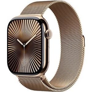 Apple Watch Series 10 46 mm Cellular Zlatý titán so zlatým milánskym ťahom – M/L