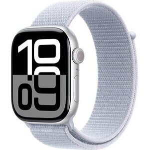Apple Watch Series 10 46 mm Strieborný hliník s oblačne modrým prevliekacím remienkom