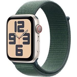Apple Watch SE Cellular 44 mm Hviezdno biely hliník s jazerno zeleným športovým remienkom