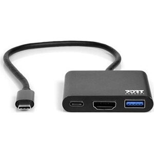 PORT CONNECT USB-C HUB, HDMI 1X 4K + USB-A + USB-C, čierna