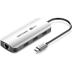 Vention USB-C to HDMI/USB 3.0× /RJ45/PD Docking Station 0.15M Gray Aluminum Alloy Type