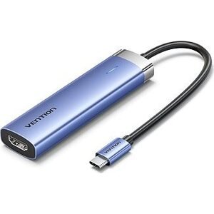 Vention USB-C to HDMI/USB 3.0 × 3/PD Docking Station 0.15M Blue Aluminum Alloy Type