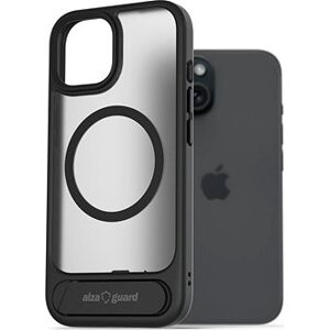 AlzaGuard Matte Case with Stand Compatible with MagSafe for iPhone 15 čierny