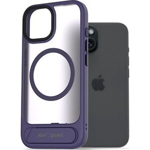 AlzaGuard Matte Case with Stand Compatible with MagSafe for iPhone 15 fialový