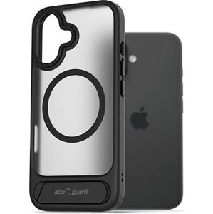 AlzaGuard Matte Case with Stand Compatible with MagSafe for iPhone 16 čiernyý