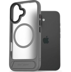 AlzaGuard Matte Case with Stand Compatible with MagSafe for iPhone 16e sivý