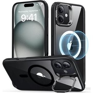 ESR Classic Hybrid Case with Stash Stand (HaloLock), Compatible with iPhone 16, Clear Black