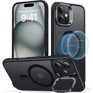 ESR Classic Hybrid Case with Stash Stand (HaloLock), Compatible with iPhone 16, Frosted Black
