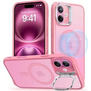 ESR Classic Hybrid Case with Stash Stand (HaloLock), Compatible with iPhone 16, Frosted Pink