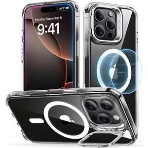 ESR Classic Hybrid Case with Stash Stand (HaloLock), Compatible with iPhone 16 Pro, Clear