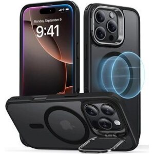ESR Classic Hybrid Case with Stash Stand (HaloLock), Compatible with iPhone 16 Pro, Frosted Black
