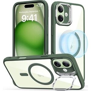 ESR Classic Hybrid Case with Stash Stand (HaloLock), Compatible with iPhone 16 Plus, Clear Green