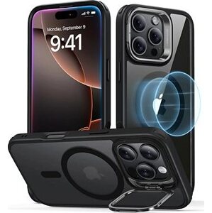 ESR Classic Hybrid Case with Stash Stand (HaloLock), Compatible with iPhone 16 Pro Max, Clear Black