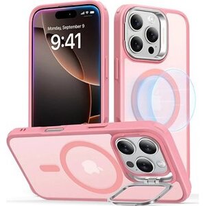 ESR Classic Hybrid Case with Stash Stand (HaloLock), Compatible with iPhone 16 Pro Max, Frosted Pink