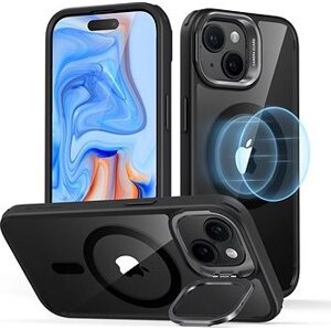 ESR Classic Hybrid Case with Stash Stand (HaloLock), Compatible with iPhone 15, Clear Black