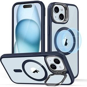 ESR Classic Hybrid Case with Stash Stand (HaloLock), Compatible with iPhone 15 Plus, Clear Dark Blue
