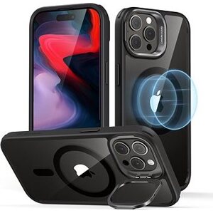 ESR Classic Hybrid Case with Stash Stand (HaloLock), Compatible with iPhone 15 Pro Max, Clear Black