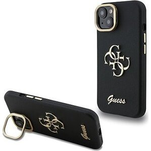 Guess PU Grained 4G Logo Stand Camera Frame Zadný Kryt na iPhone 15 Black