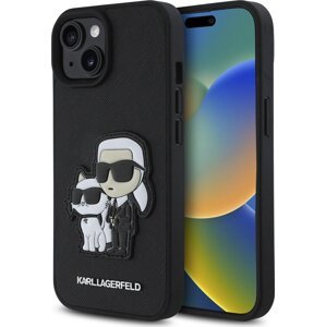 Karl Lagerfeld PU Saffiano Karl and Choupette Zadný Kryt na iPhone 15 Black