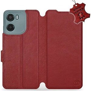 Mobiwear Kožené flip knižkové pre Motorola Moto G05 - Tmavo červené