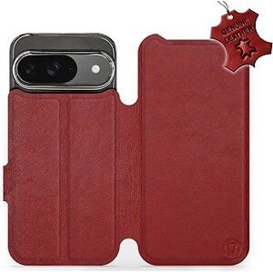 Mobiwear kožené flip knižkové pre Google Pixel 9 - Tmavo červené - L_DRS