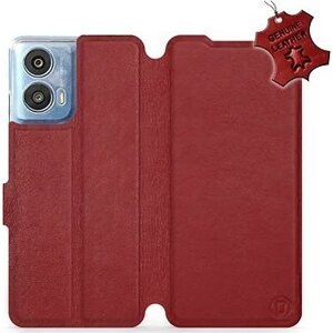 Mobiwear flip knižkové pre Motorola Moto G24 Power Kožené – Tmavo červené – L_DRS