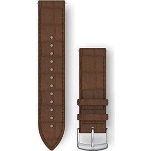 Garmin Quick Release (20 mm) kožený, Dark Brown Embossed – Silver