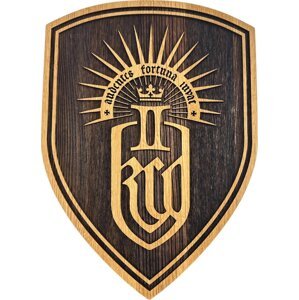 Kingdom Come: Deliverance 2 – veľký drevený štít na stenu (21 × 30 cm)