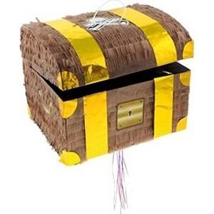 Piňata truhla pokladov – pirát – 30 × 25 × 34 cm – ťahacia