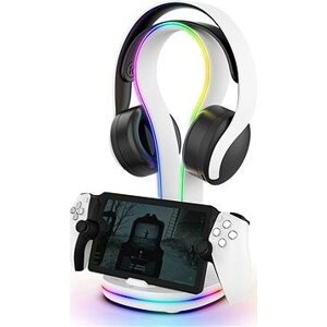 iPega P5P23 Nabíjací RGB Stojan na Playstation Portal Remote Player s Držiakom na Slúchadlá White