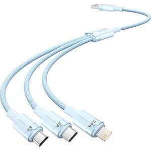 Vention USB 2.0 A Male to 3-in-1 USB-C & Lightning & Micro-B Male 3A Cable 1.5M Blue Aluminum Alloy