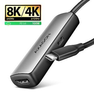 AXAGON RVC-HI8KPD, USB-C -> HDMI 2.1 adaptér, 8K/60 Hz, 4K/144 Hz, HDR10+, PD 100 W