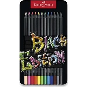 FABER-CASTELL Black Edition v plechu, 12 farieb