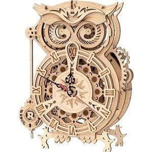 RoboTime 3D drevené mechanické puzzle Sovie hodiny