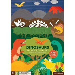 Petit Collage Znovu použiteľné samolepky so scénou Dinosaury
