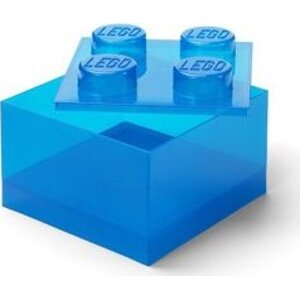 LEGO úložný box s víkem, průhledně modrý