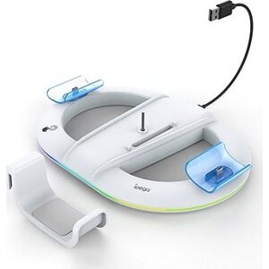 iPega P5S045 Vertikálny Nabíjací Stojan s RGB pre PS5/PS5 Slim/PS5 Pro White