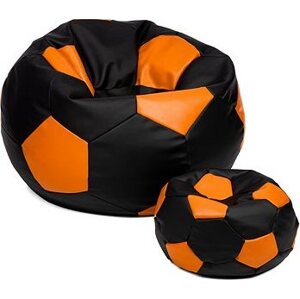 Sedací vak lopta XXXL 100 cm + podnožník XL 35 cm čierno/oranžový