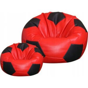 TopKing Sedací vak lopta XXXL 100 cm + podnožník XL 35 cm, červeno/čierny