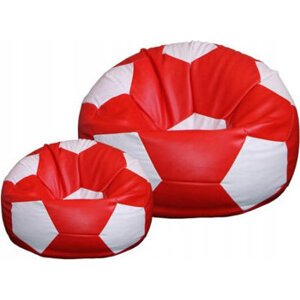 TopKing Sedací vak lopta XXXL 100 cm + podnožník XL 35 cm, červeno/biely