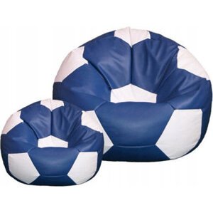 TopKing Sedací vak lopta XXXL 100 cm + podnožník XL 35 cm, modro/biely