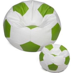 TopKing Sedací vak lopta XXXL 100 cm + podnožník XL 35 cm, bielo/zelený