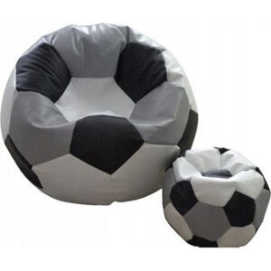 TopKing Sedací vak lopta XXXL 100 cm + podnožník XL 35 cm, sivo/čierno/biely