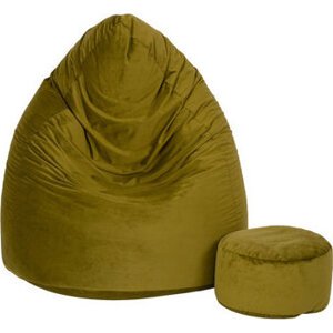 TopKing Sedací vak XXXXL + podnožník XL velúr, khaki