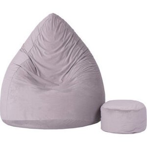 TopKing Sedací vak XXXXL + podnožník XL velúr, sivý